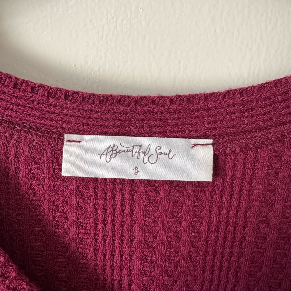 A Beautiful Soul by Altar’d State- Women's Burgundy Flowy Blouse - Picture 3 of 5